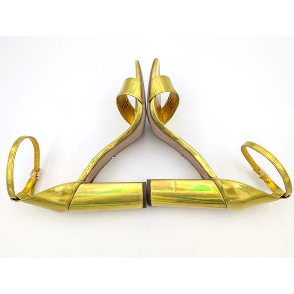 Sam Edelman Yaro Ankle Strap Heel Sandal Women's Open Toe Gold Size US8.5 EU39 - Picture 5 of 9
